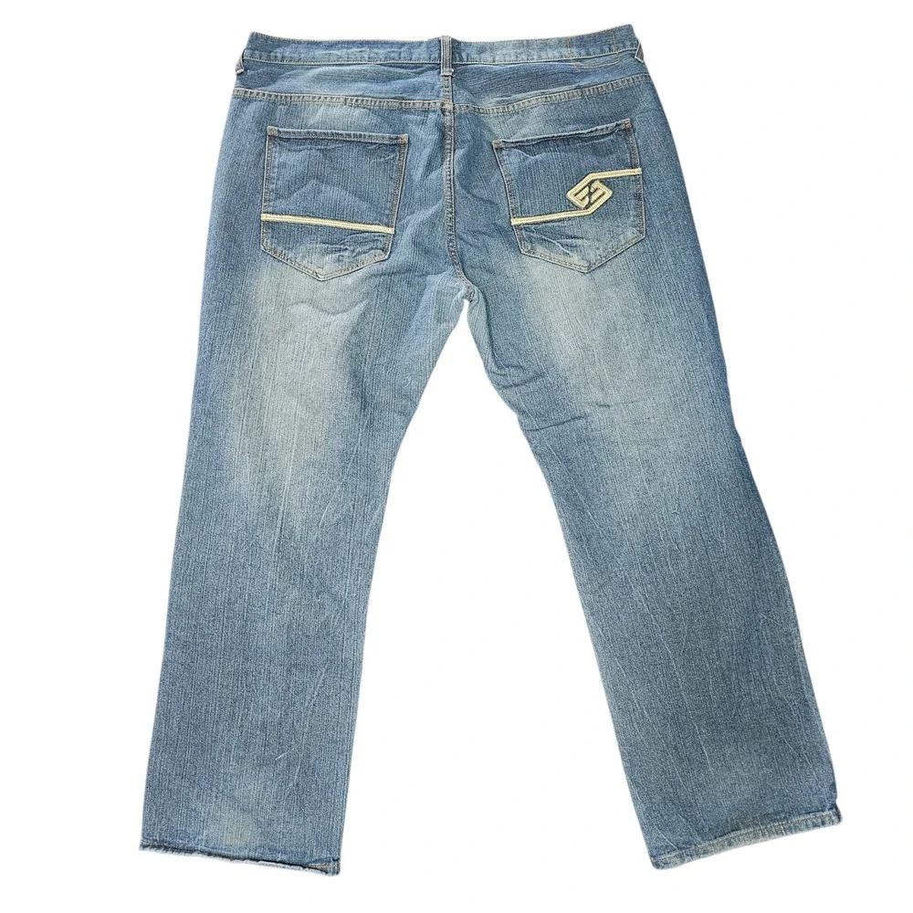Enyce Jeans Mens 46 Blue Sean Combs Relaxed Straight Leg Embroidered Denim Y2K